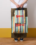 Merci - Striped cotton tote bag - Midnight Blue & Banana