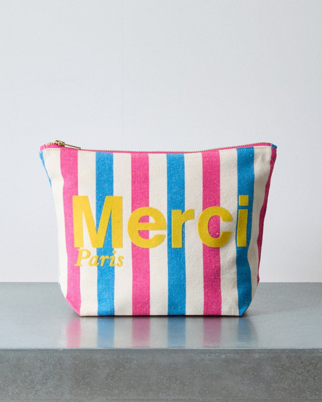 Merci - Striped cotton clutch - Pink & Blue