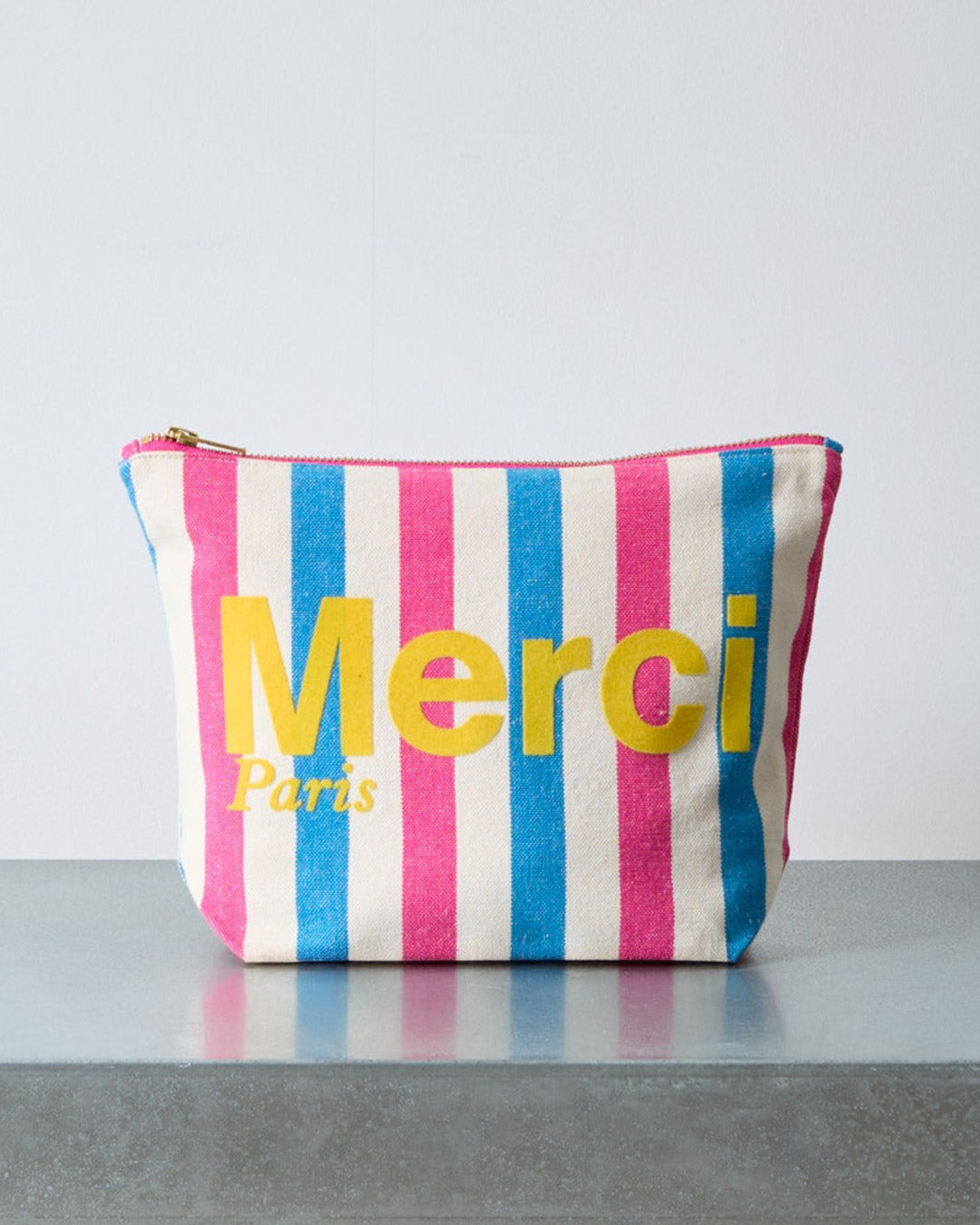 Merci - Striped cotton clutch - Pink & Blue
