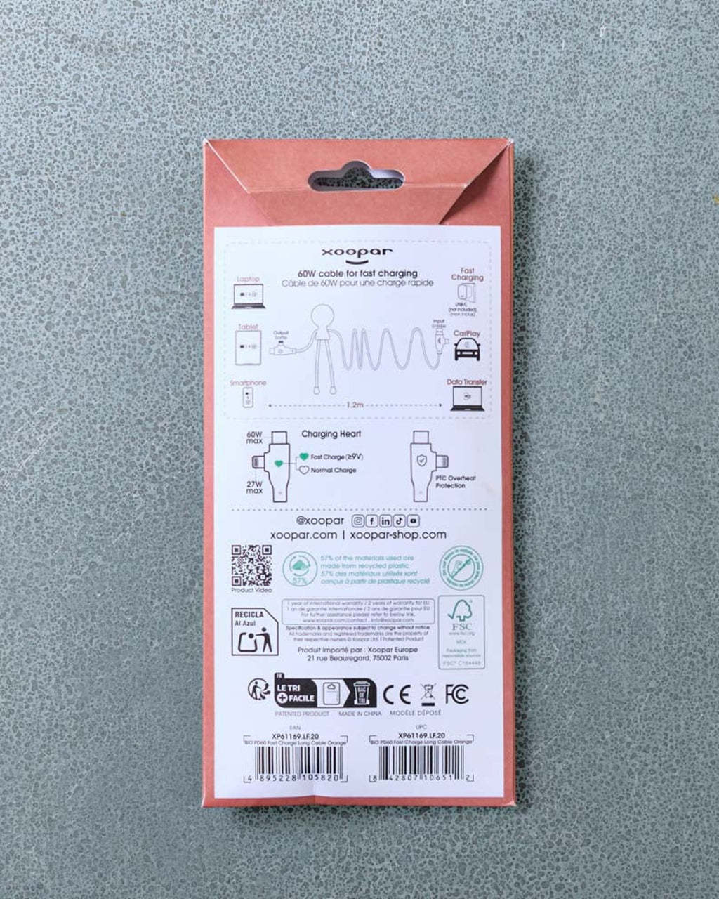 Xoopar - Mr Bio Long Fast Cable - Orange