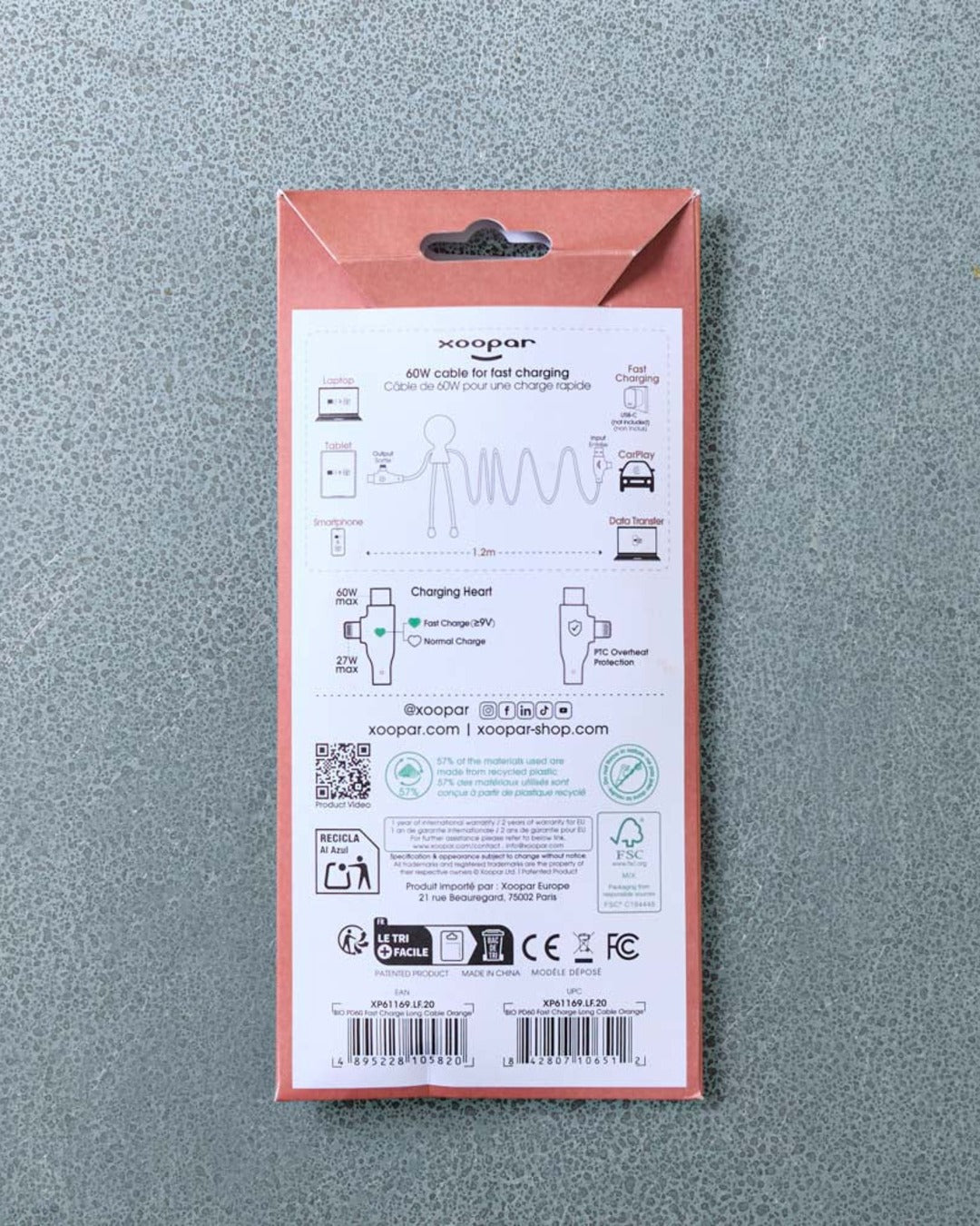Xoopar - Mr Bio Long Fast Cable - Orange