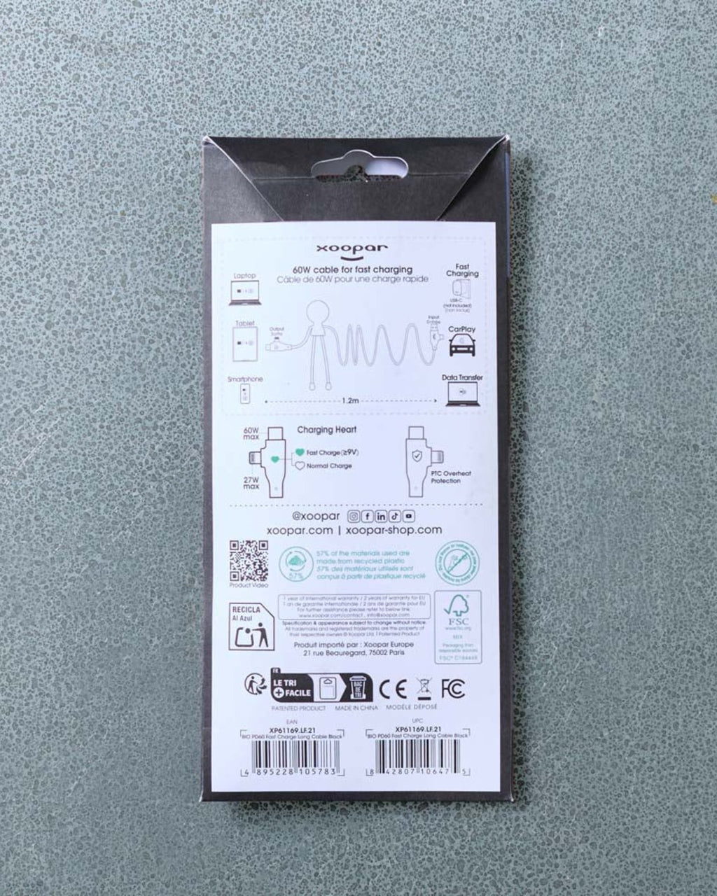 Xoopar - Mr Bio Long Fast Cable - Black
