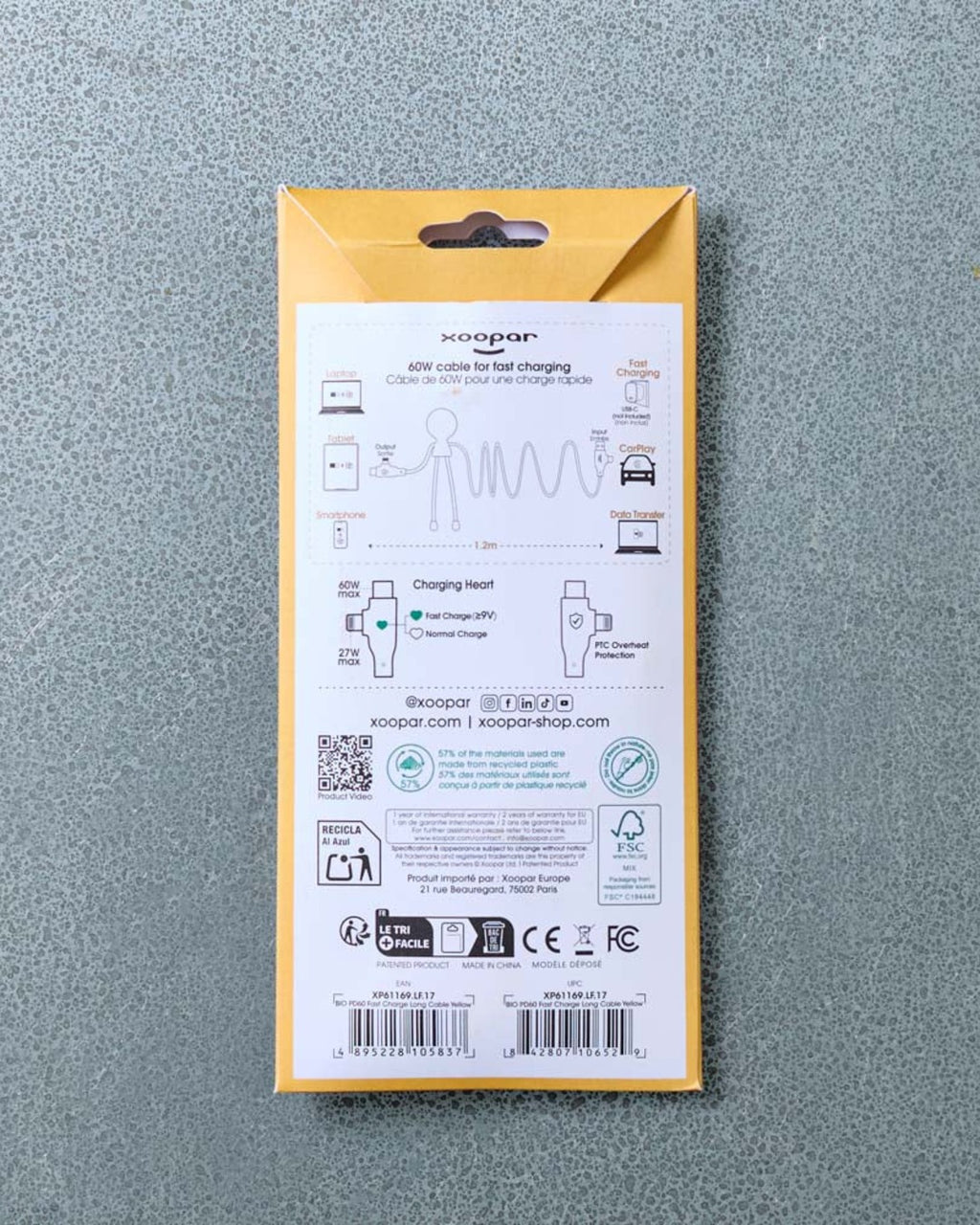 Xoopar - Mr Bio Long Fast Cable - Yellow