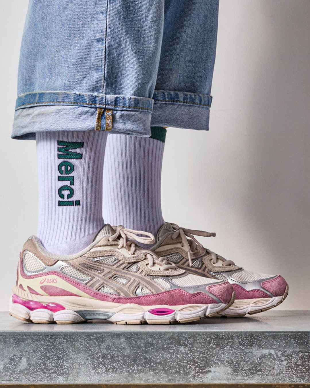 Merci - Scrappy Socks - White Green