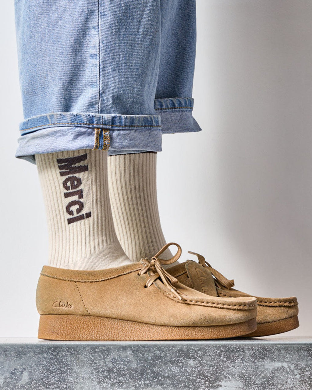 Merci - Chaussettes Scrappy - Ecru Marron