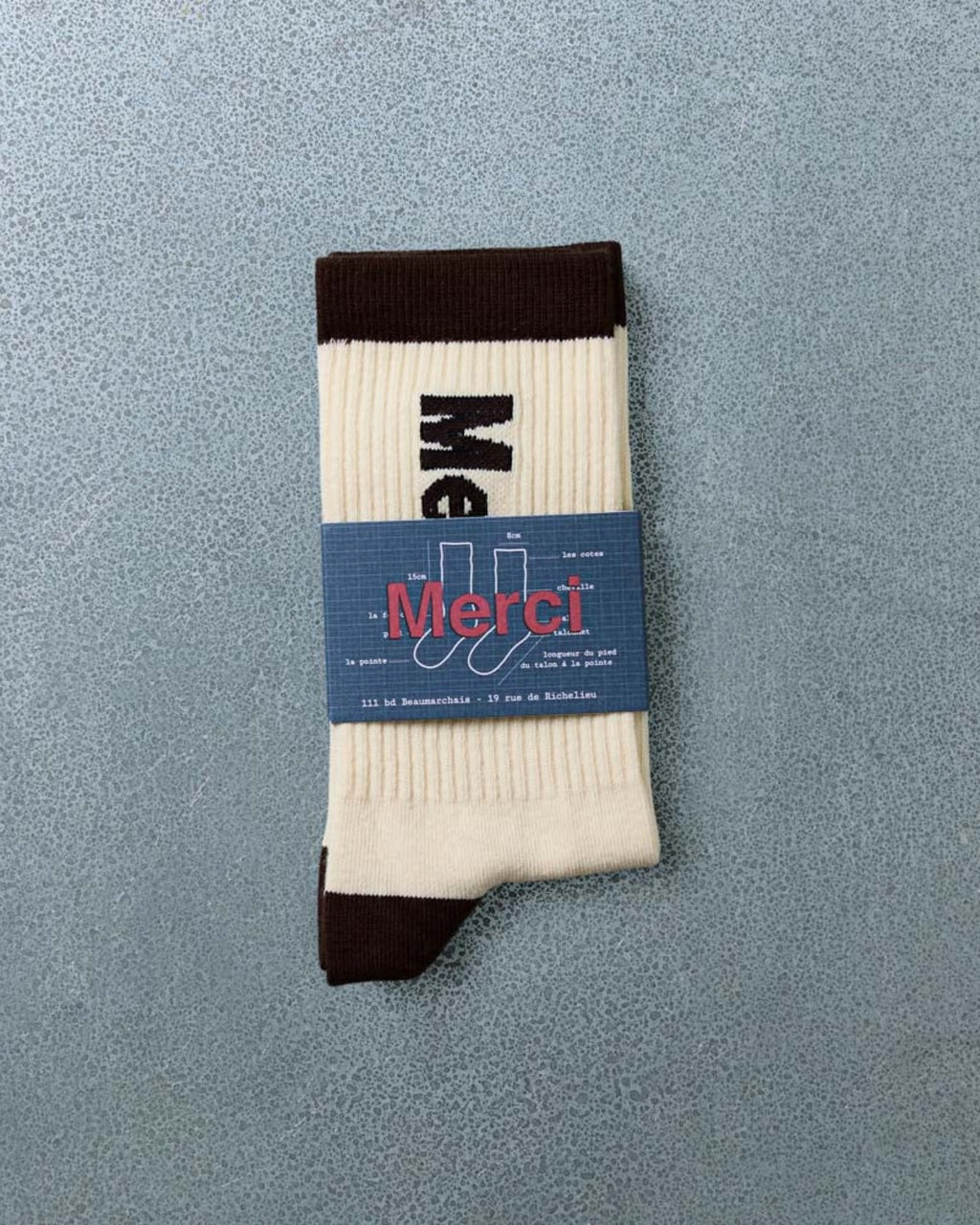 Merci - Chaussettes Scrappy - Ecru Marron