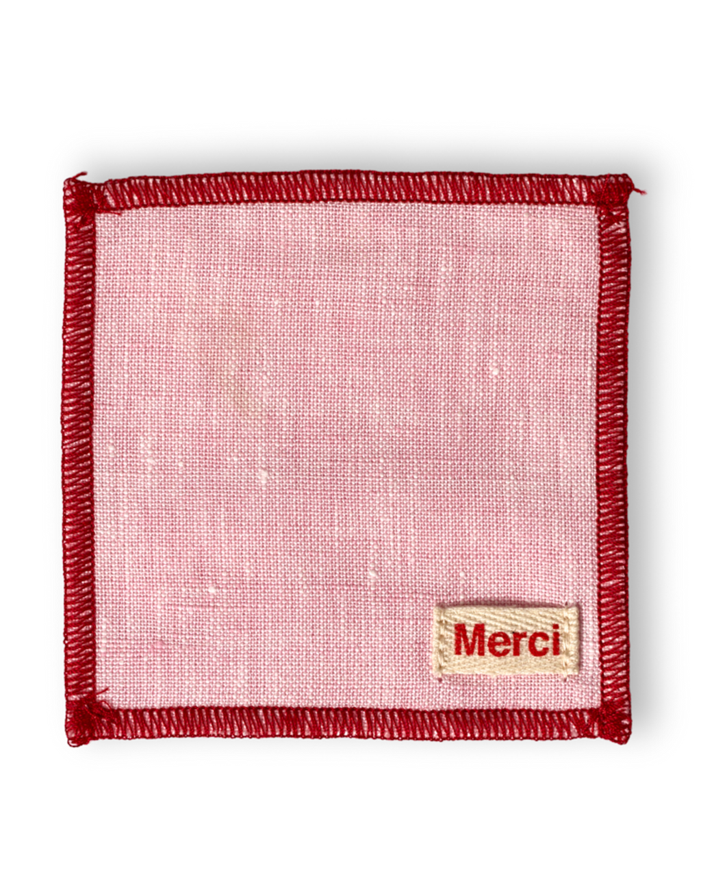 Merci - Set of 6 washed linen coasters - Granita Pink
