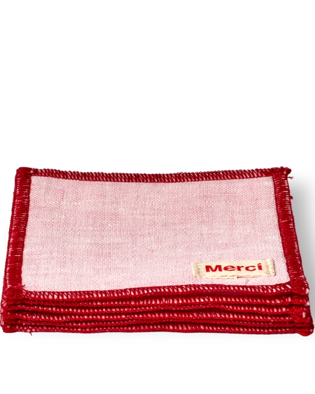 Merci - Set of 6 washed linen coasters - Granita Pink