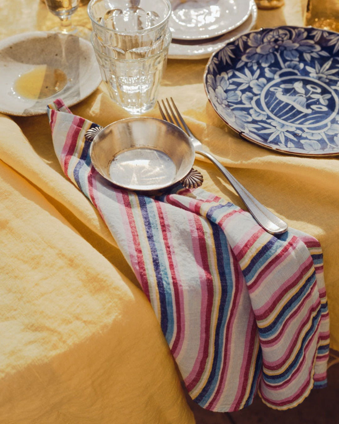 Merci - Washed linen napkin - Parasol Stripes