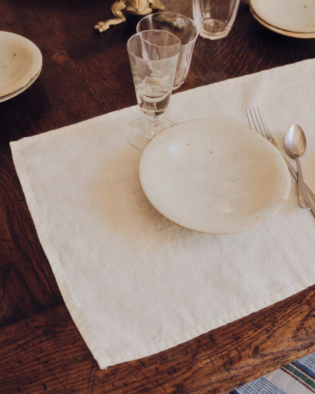 Merci - Washed linen placemat - Seashell White