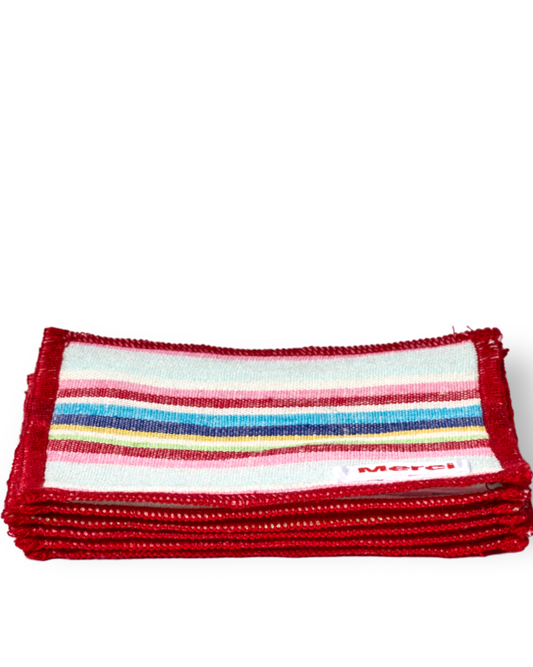 Merci - Set of 6 washed linen coasters - Parasol Stripes