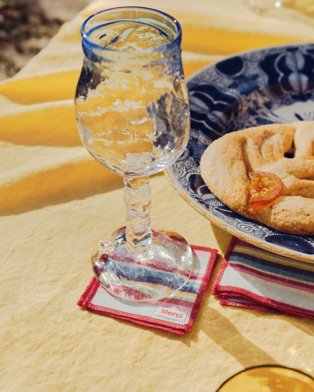 Merci - Set of 6 washed linen coasters - Parasol Stripes