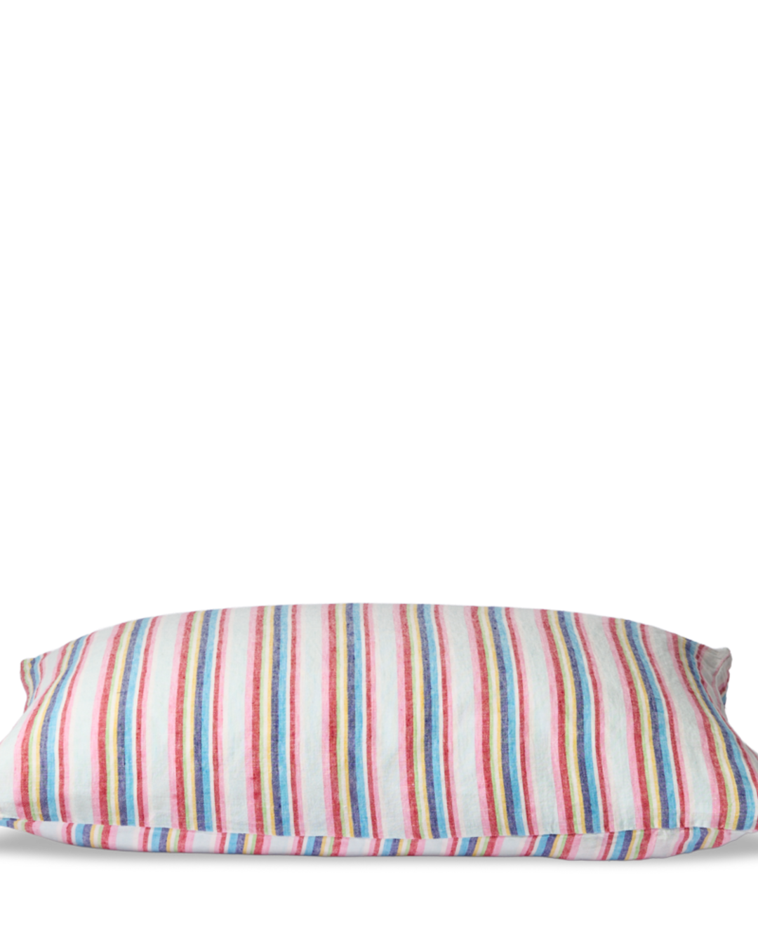 Merci - Coussin Rectangle En Lin Lavé - Rayures Parasol