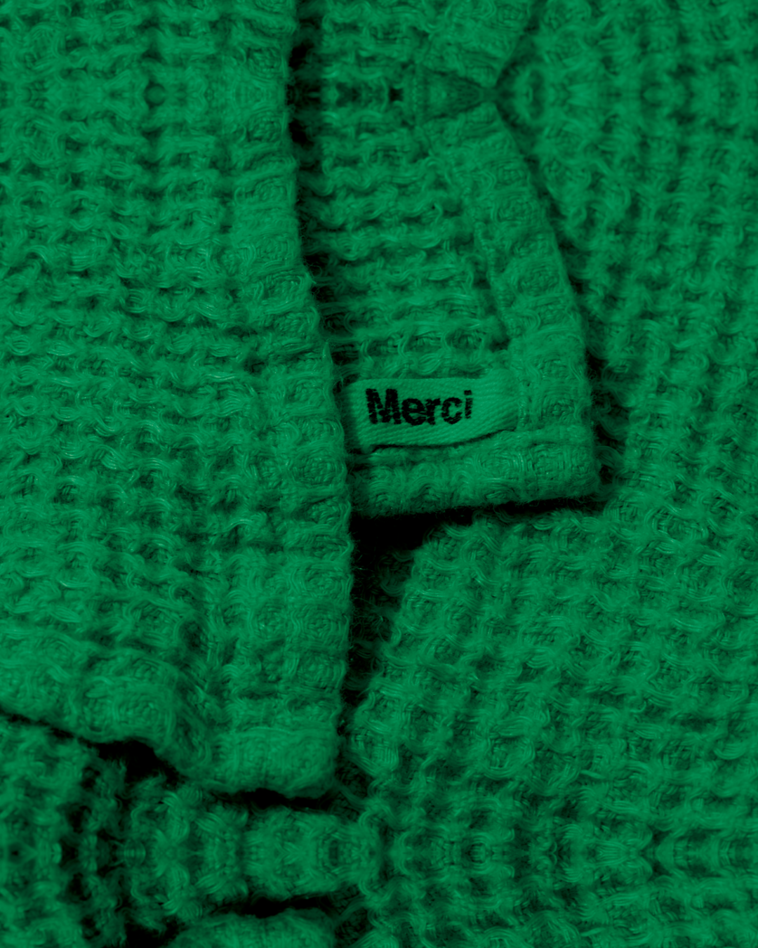 Merci - Serviette De Bain En Lin Waffle - Vert Potager