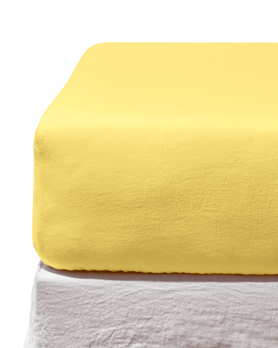 Merci - Drap Housse En Lin Lavé - Jaune Citronnade