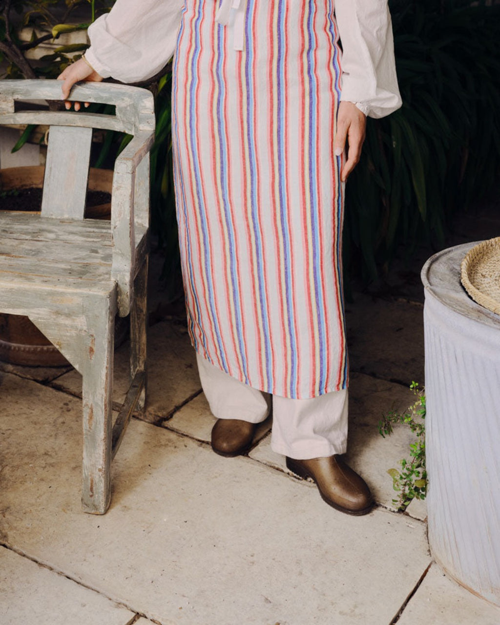 Merci - Washed linen apron - Parasol Stripes
