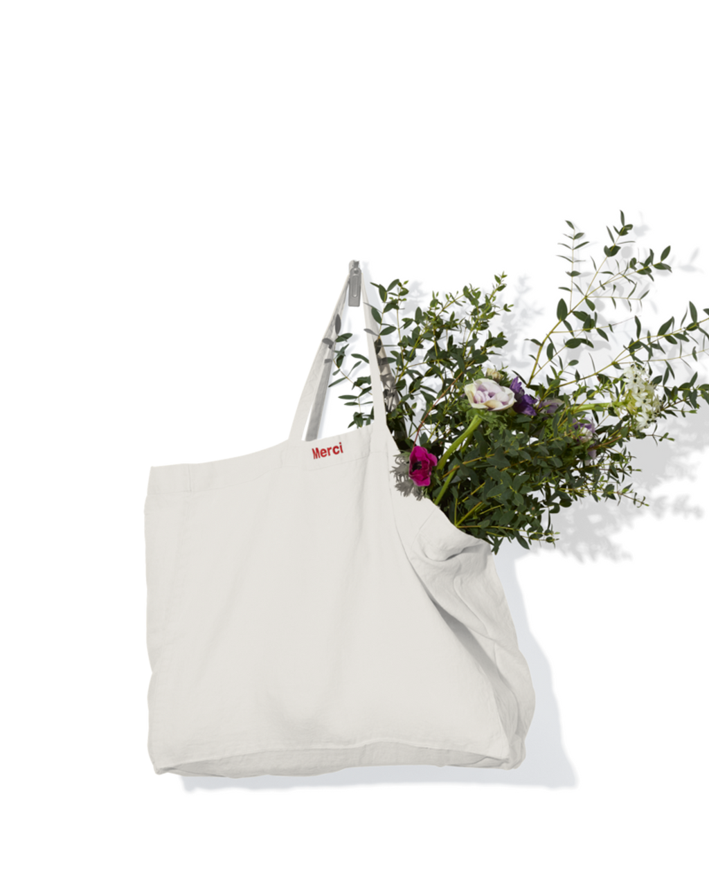 Merci - Washed linen Merci shopping bag - Seashell White