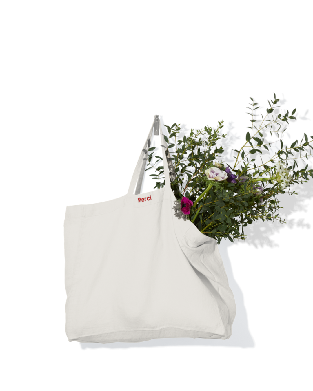Merci - Washed linen Merci shopping bag - Seashell White