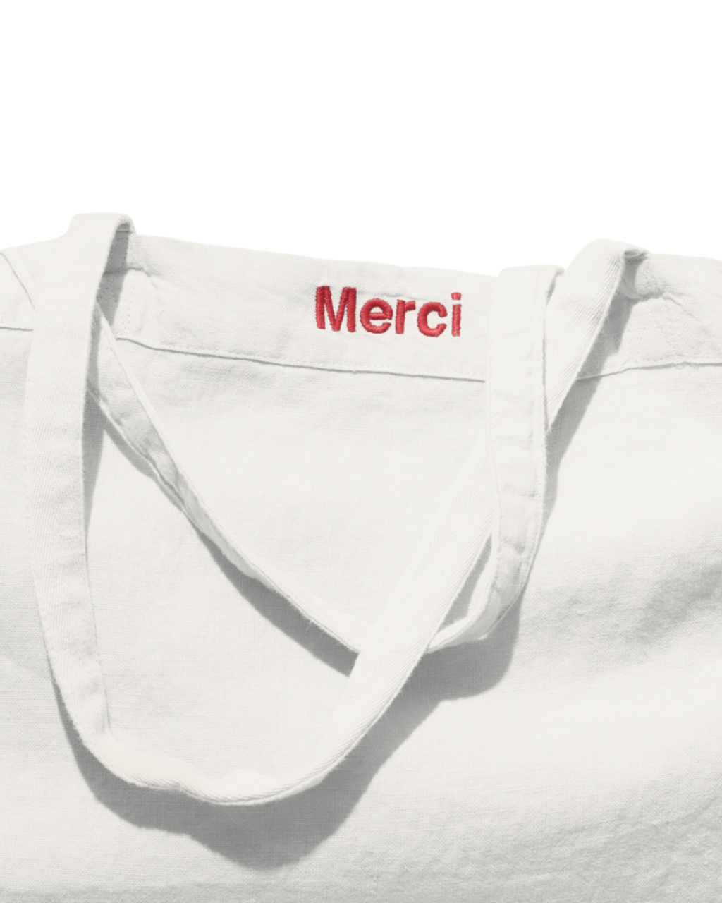 Merci - Washed linen Merci shopping bag - Seashell White