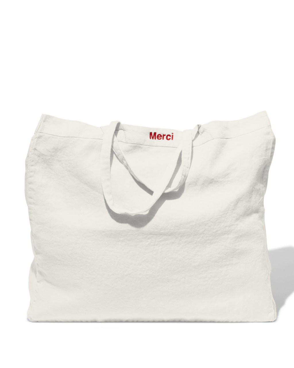 Merci - Washed linen Merci shopping bag - Seashell White