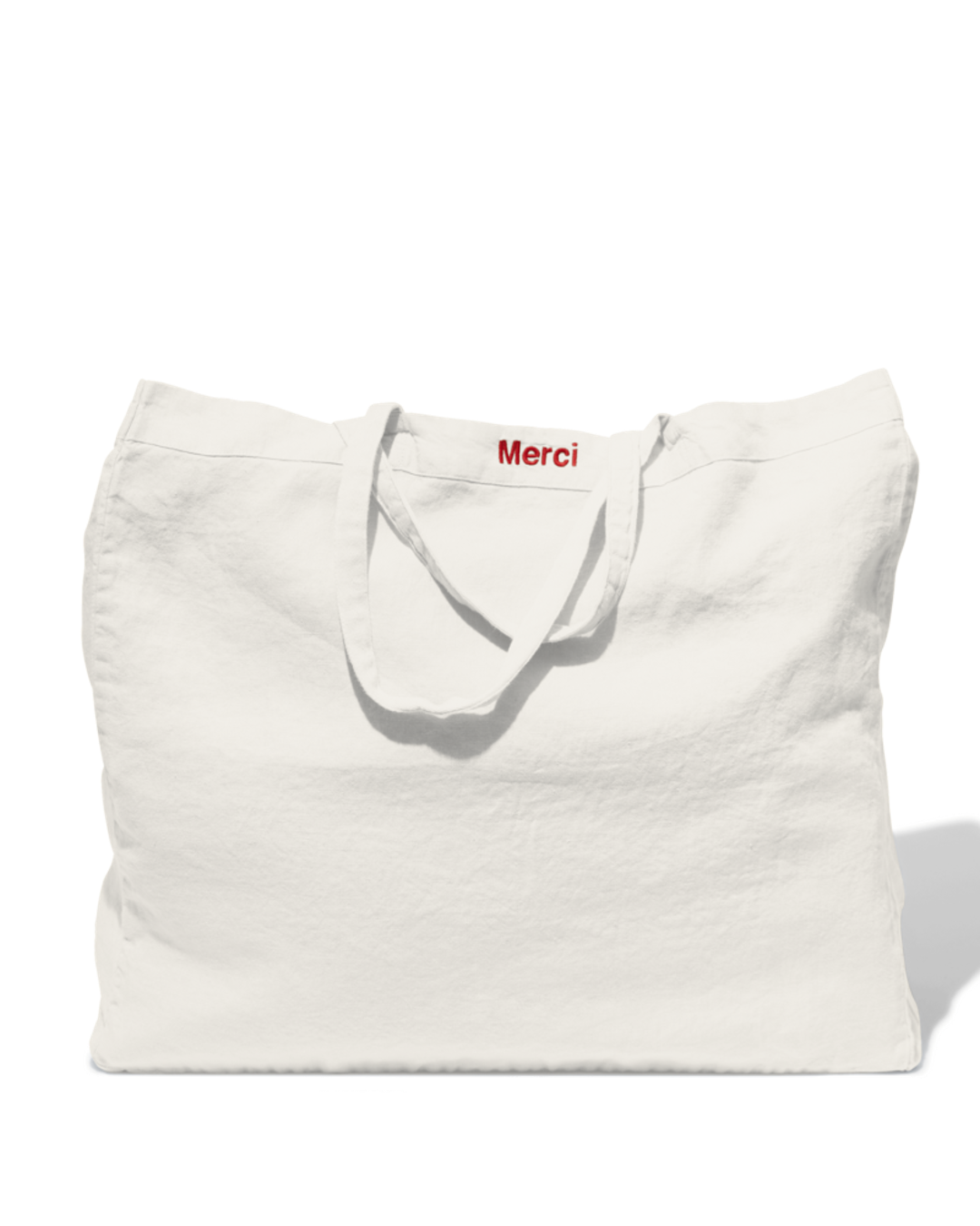 Merci - Washed linen Merci shopping bag - Seashell White