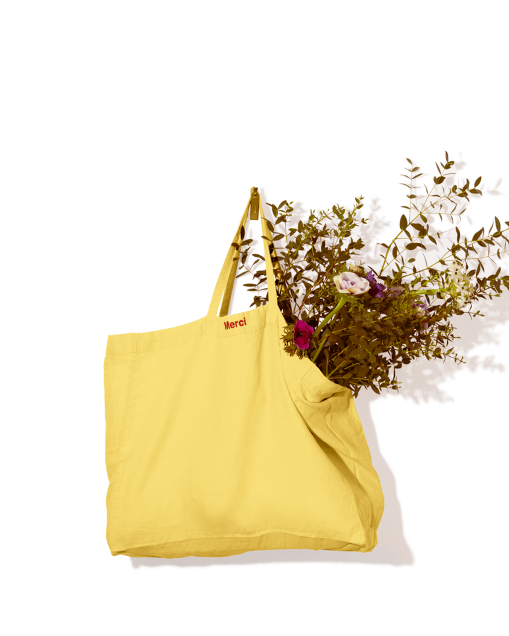 Merci - Washed linen Merci shopping bag - Lemonade Yellow