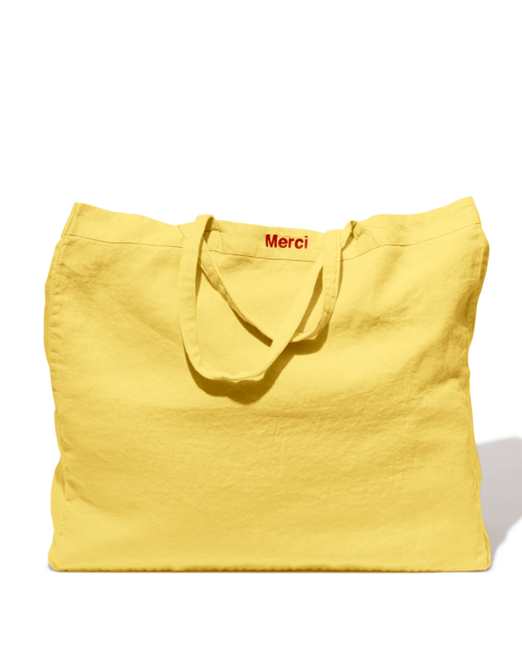 Merci - Washed linen Merci shopping bag - Lemonade Yellow