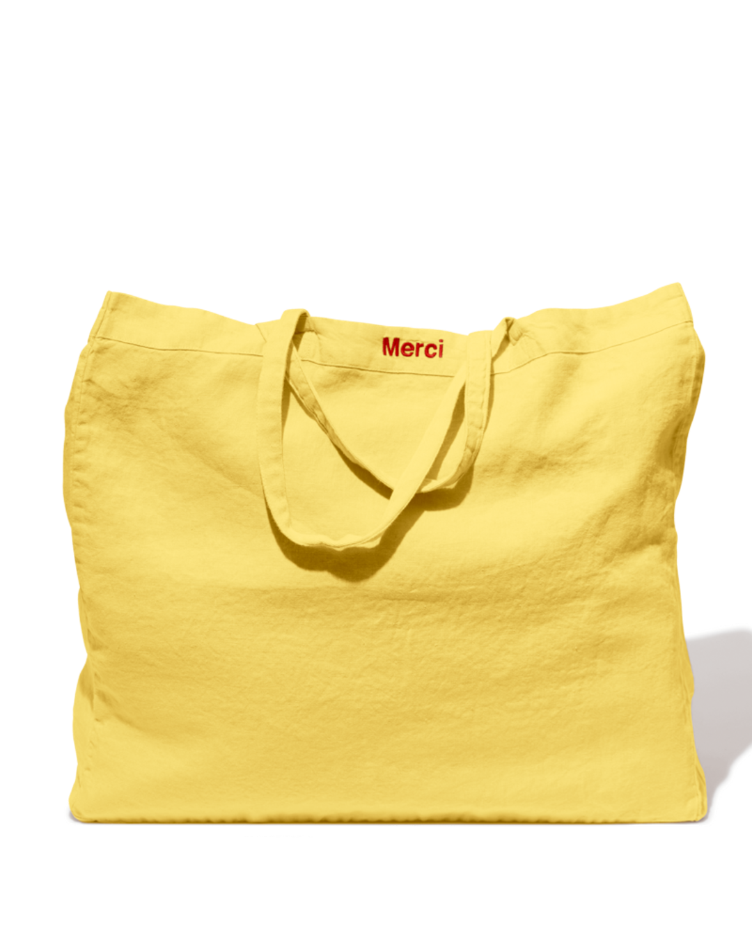 Merci - Washed linen Merci shopping bag - Lemonade Yellow