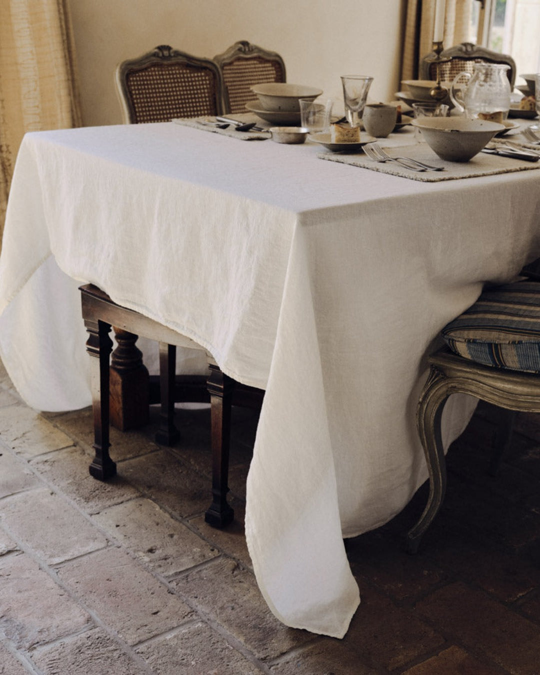 Merci - Nappe En Lin Lavé - Blanc Coquillage