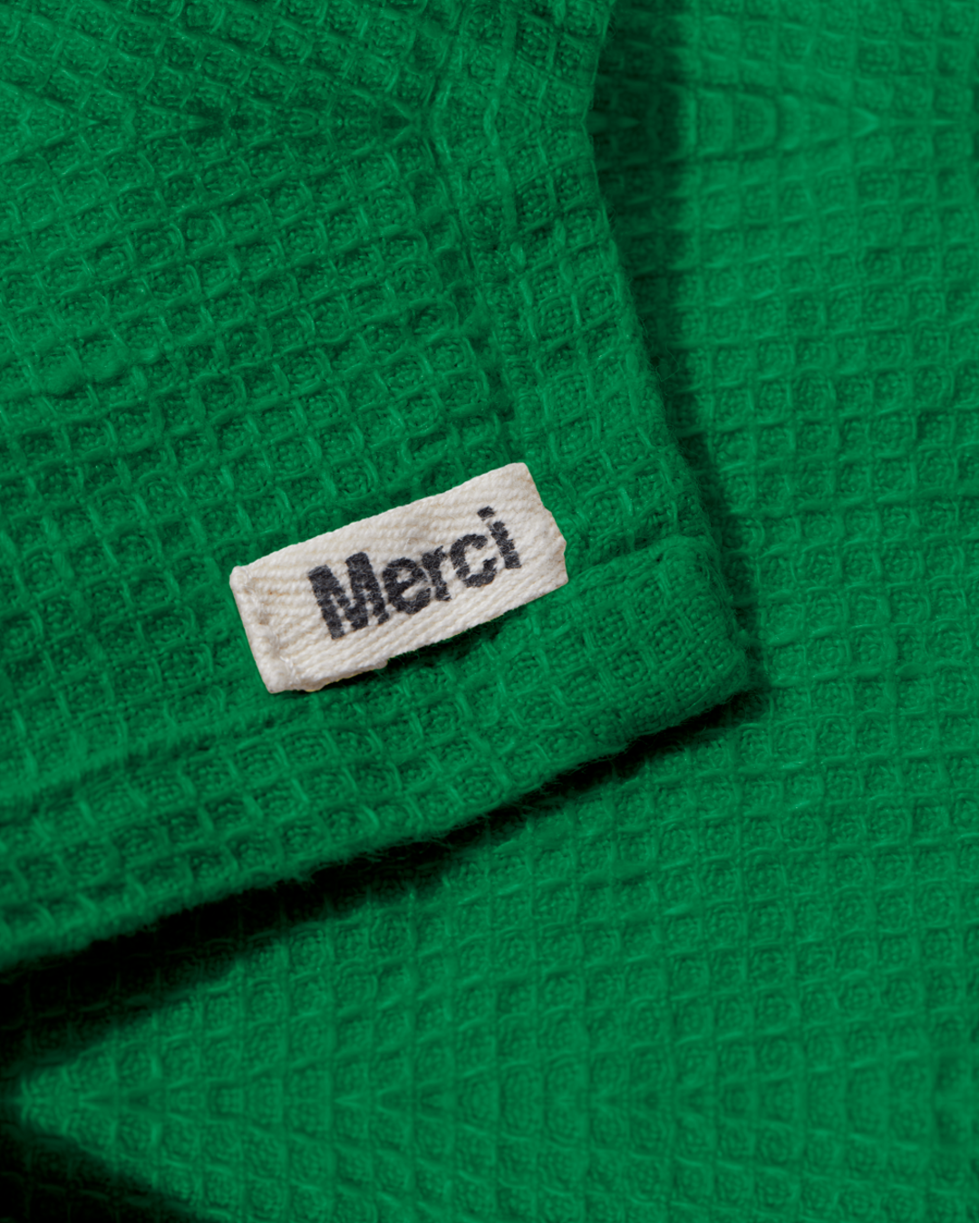 Merci - Serviette De Bain Invité En Lin Nid D'Abeille - Vert Potager