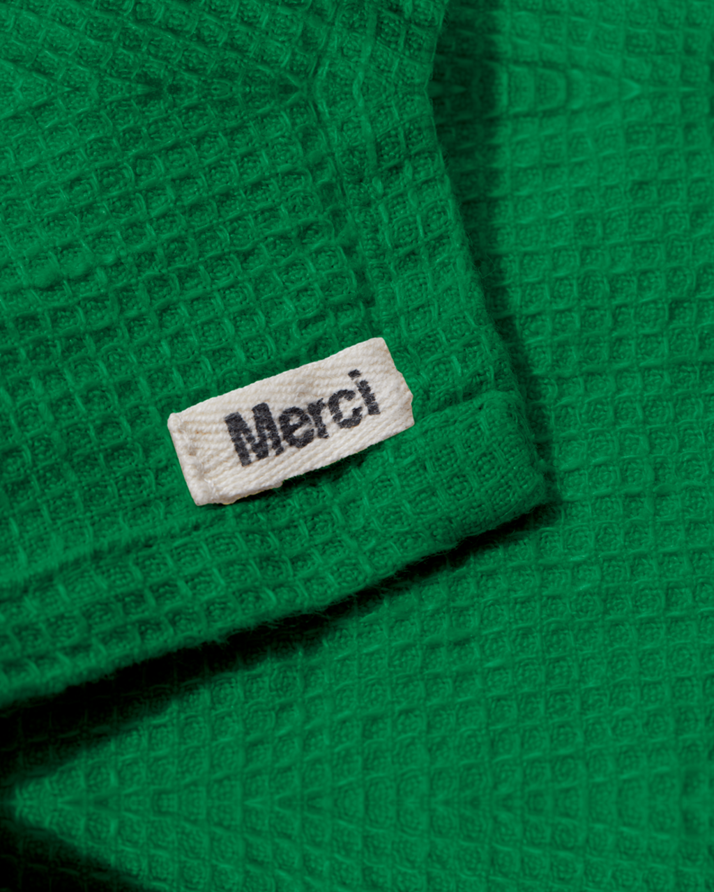 Merci - Serviette De Bain Invité En Lin Nid D'Abeille - Vert Potager