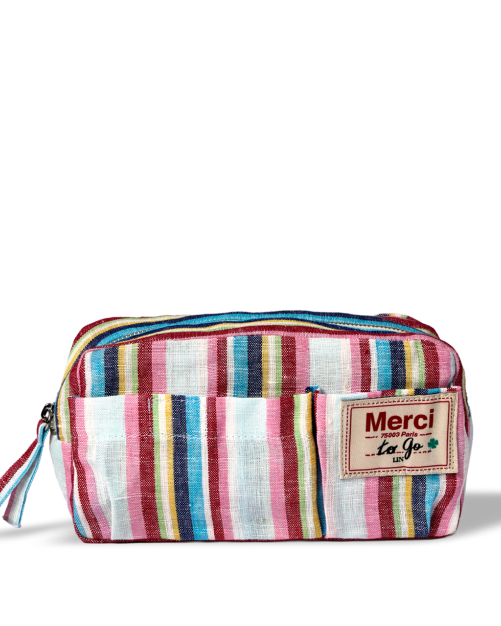 Merci - Trousse En Lin Lavé - Rayures Parasol