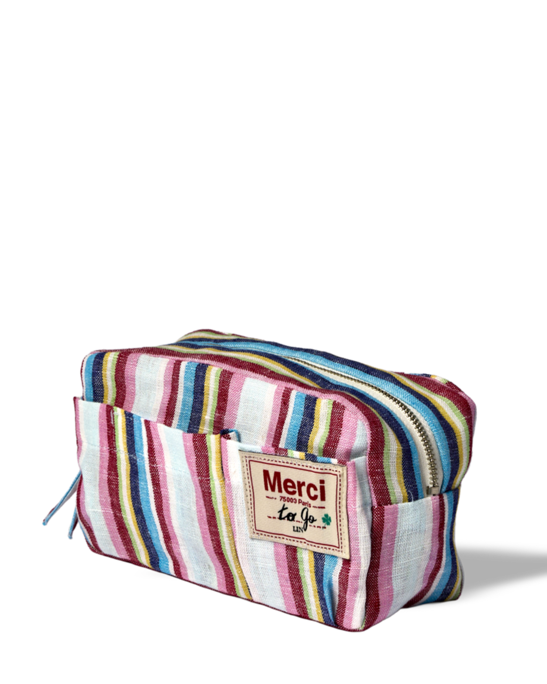 Merci - Trousse En Lin Lavé - Rayures Parasol
