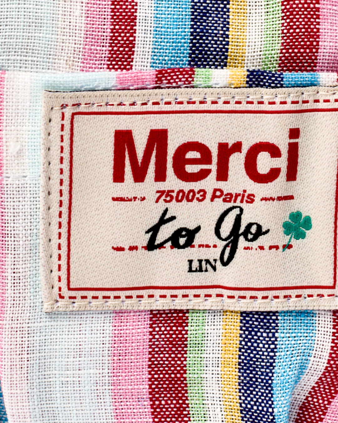 Merci - Trousse En Lin Lavé - Rayures Parasol