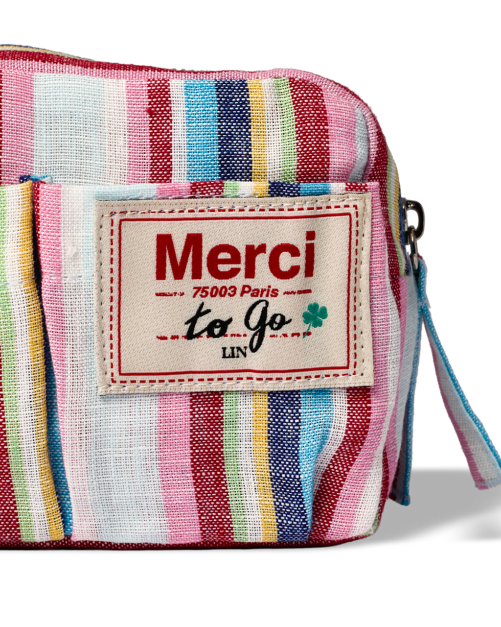 Merci - Trousse En Lin Lavé - Rayures Parasol