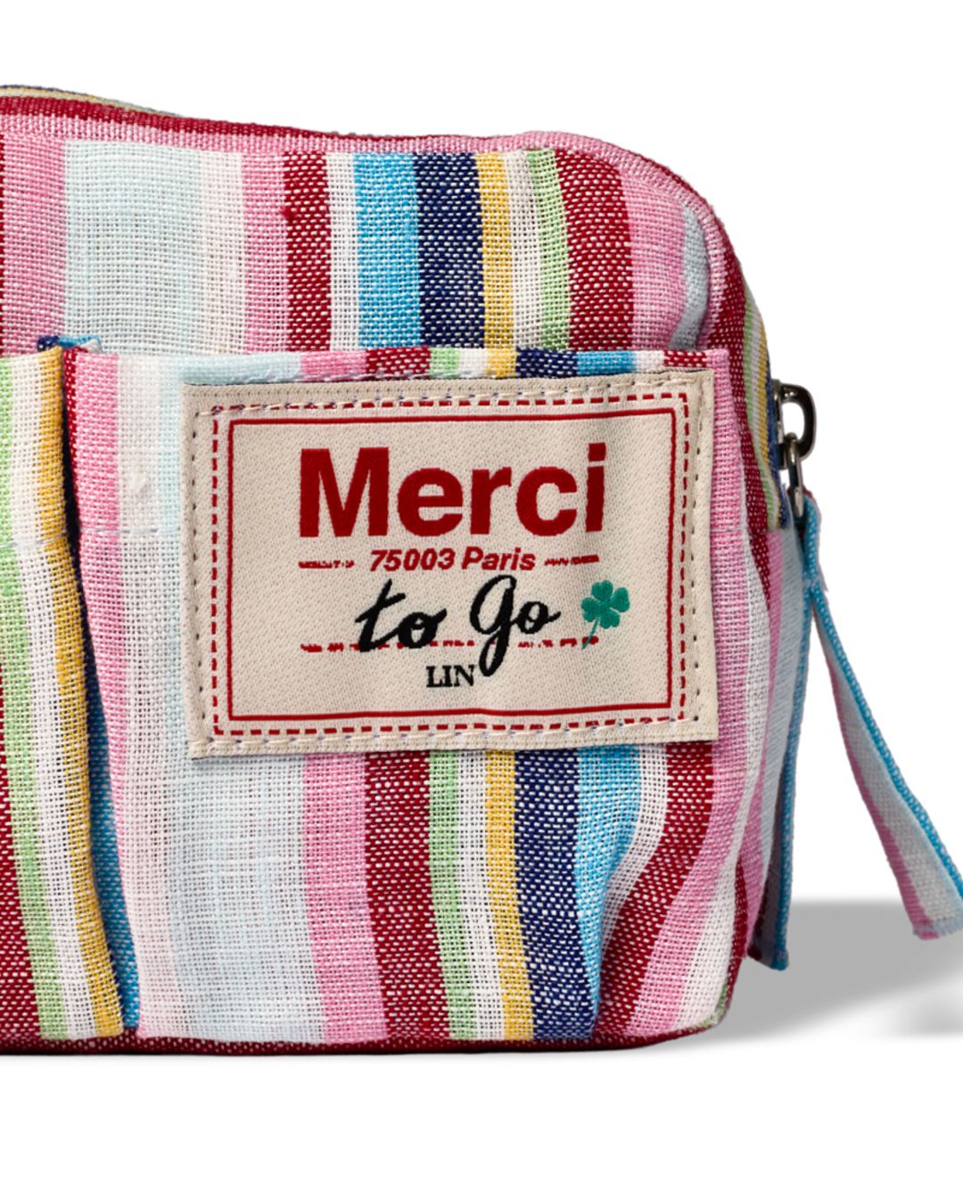 Merci - Trousse En Lin Lavé - Rayures Parasol