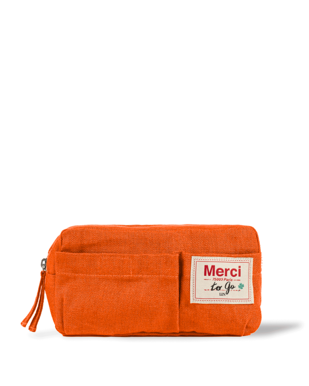 Merci - Trousse En Lin Lavé - Orange Zeste