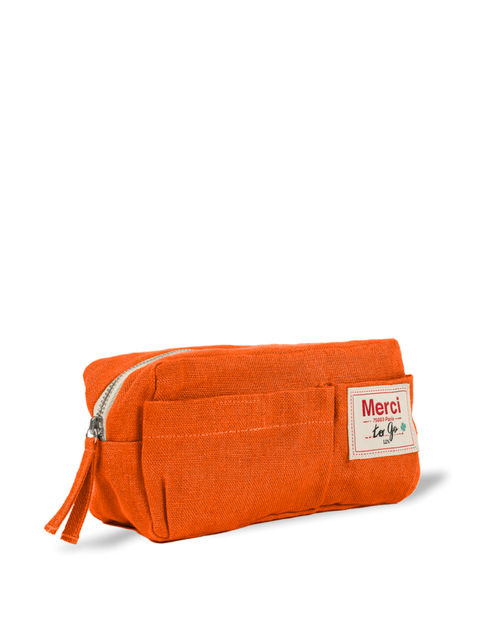 Merci - Trousse En Lin Lavé - Orange Zeste