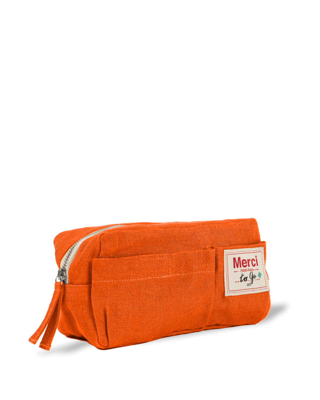 Merci - Trousse En Lin Lavé - Orange Zeste