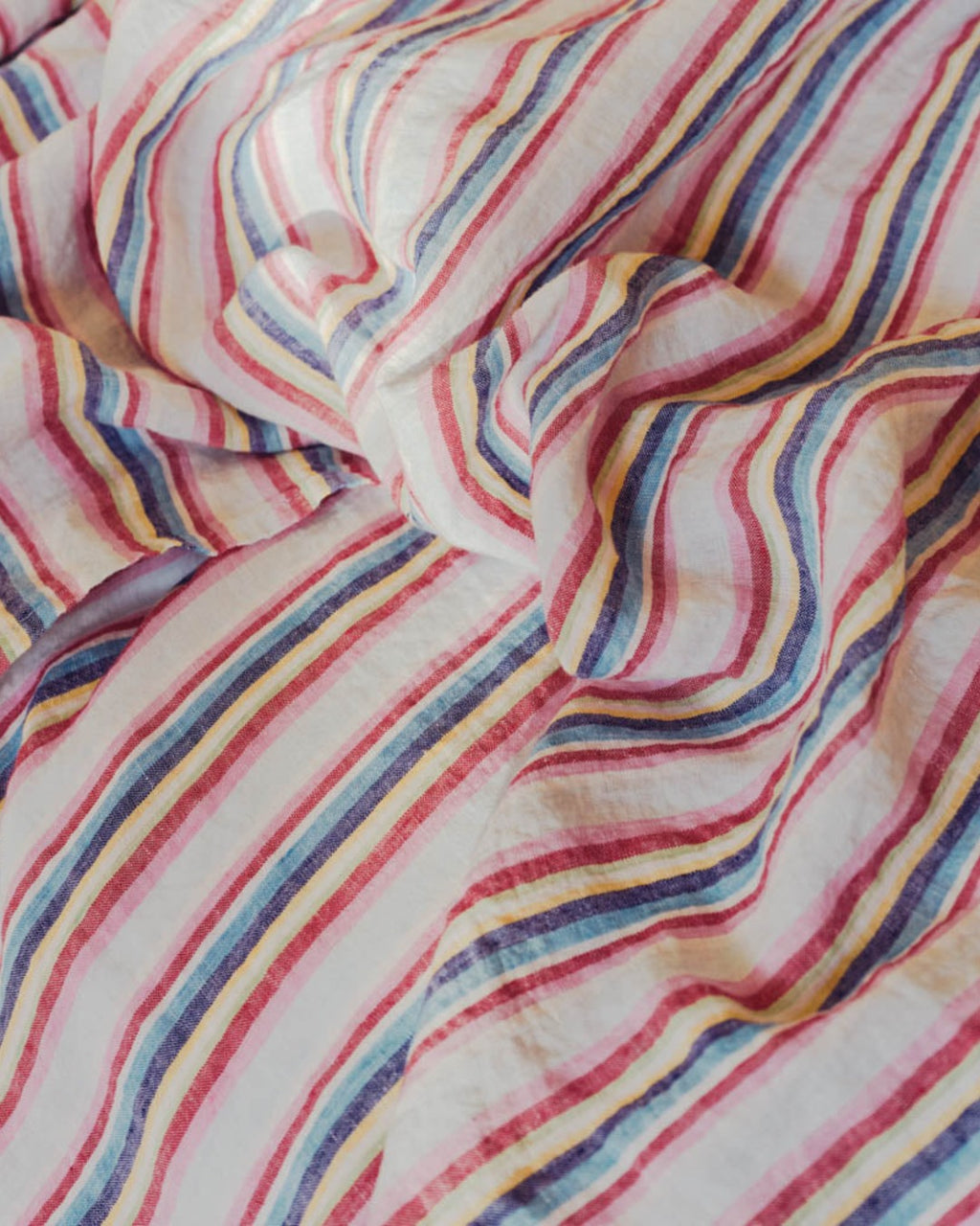 Merci - Washed linen flat sheet - Parasol Stripes