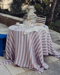 Merci - Nappe En Lin Lavé - Rayures Parasol