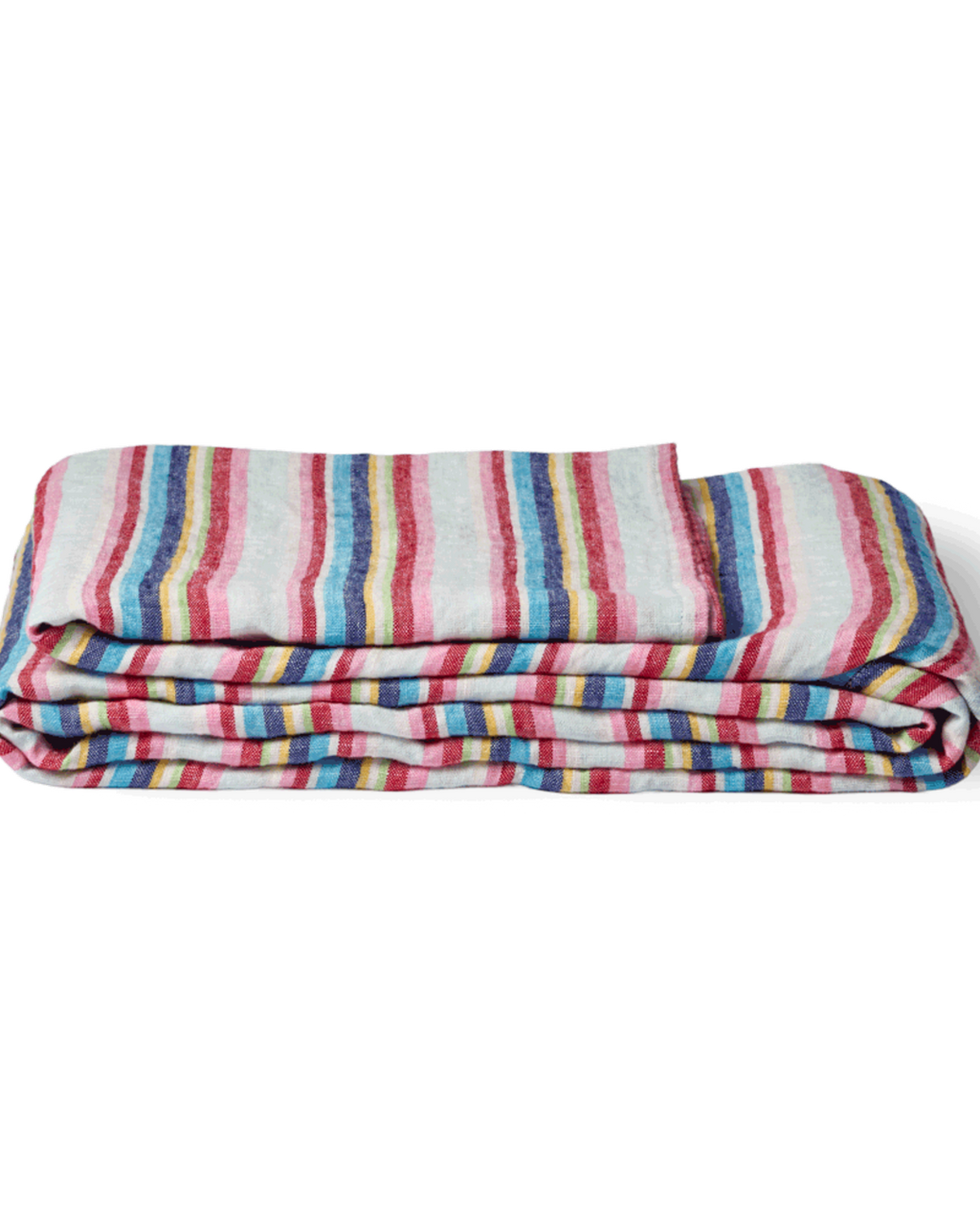 Merci - Nappe En Lin Lavé - Rayures Parasol