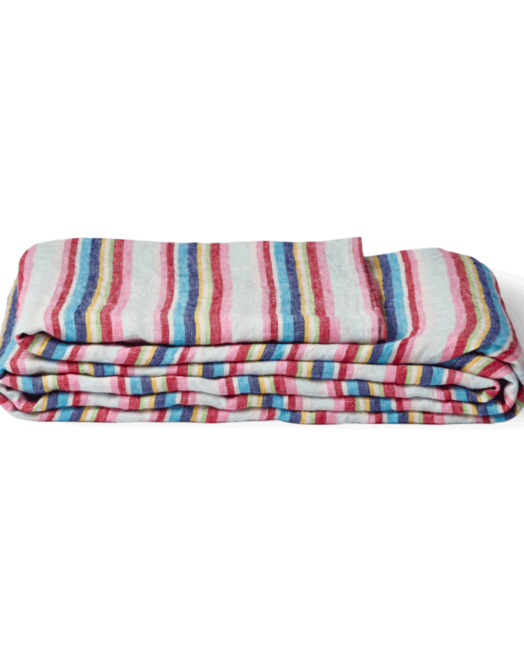 Merci - Nappe En Lin Lavé - Rayures Parasol