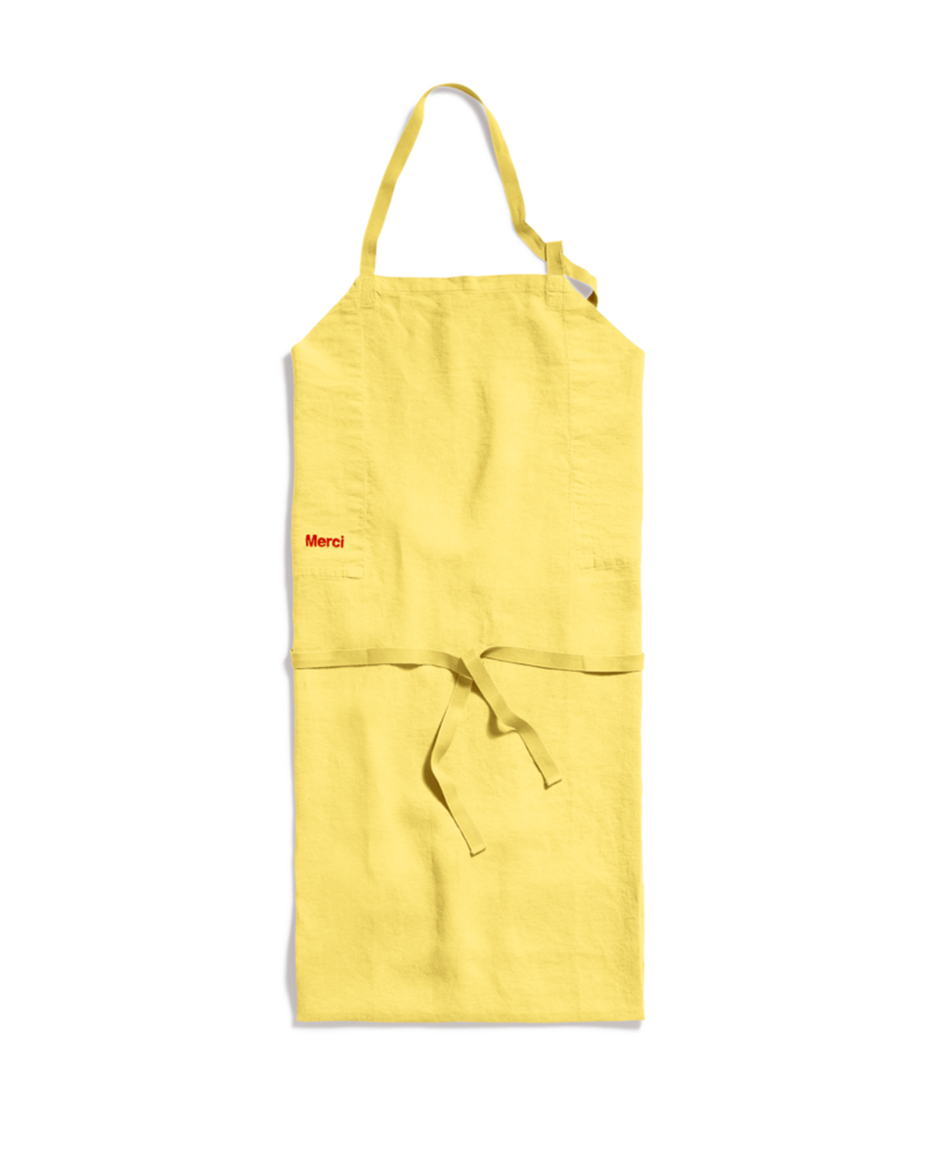 Merci - Tablier En Lin Lavé - Jaune Citronnade