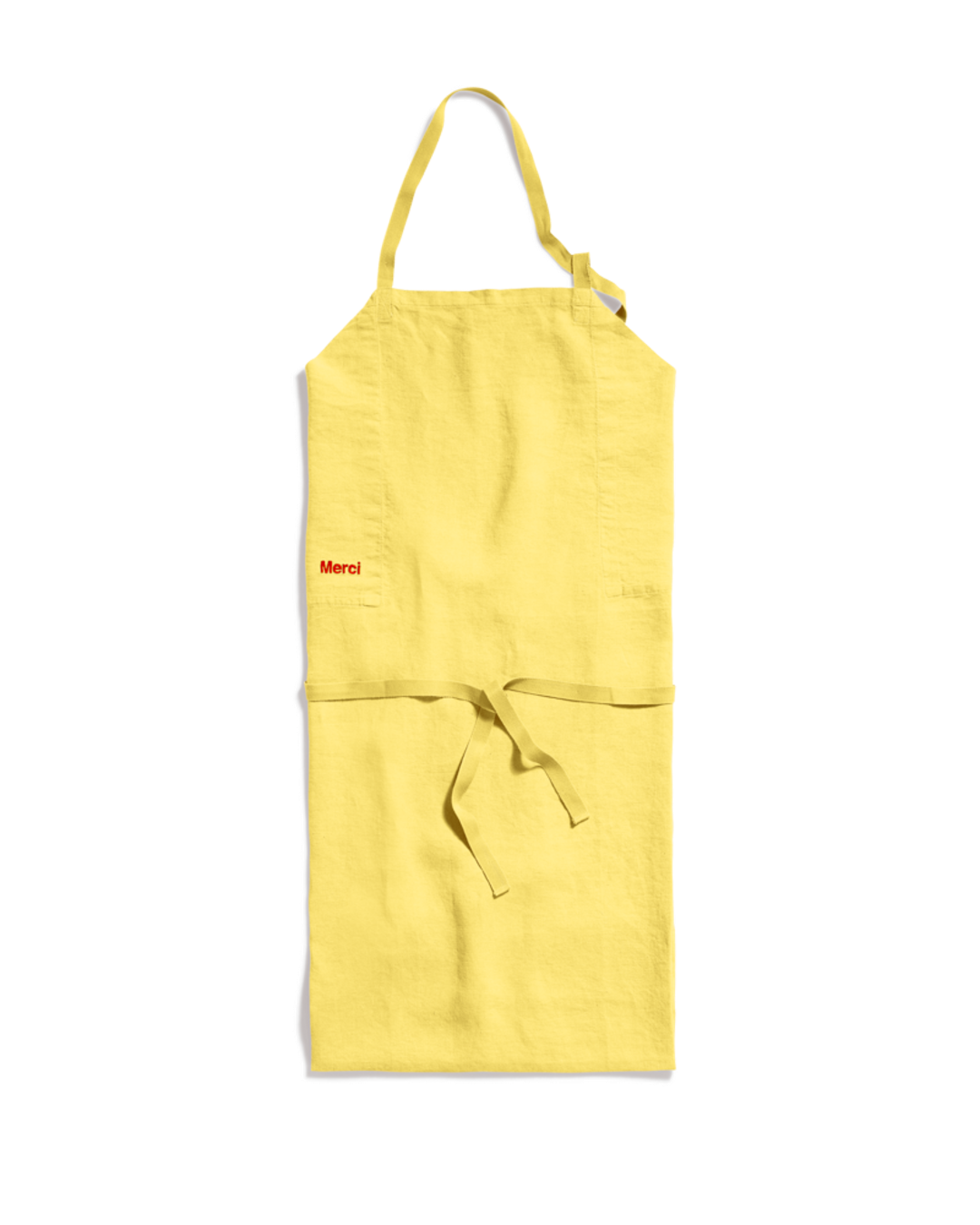 Merci - Tablier En Lin Lavé - Jaune Citronnade