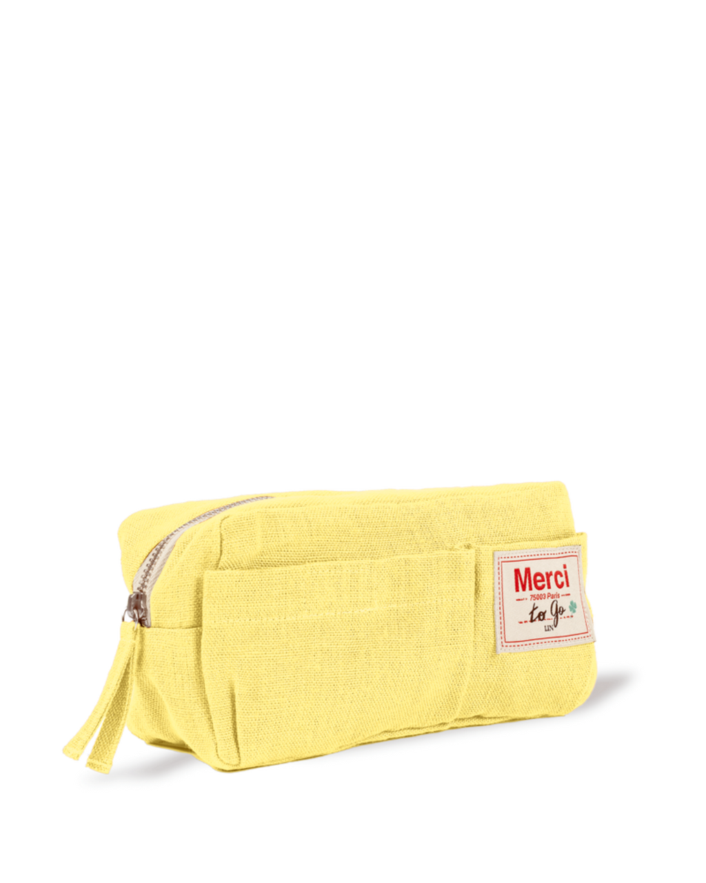 Merci - Trousse En Lin Lavé - Jaune Citronnade