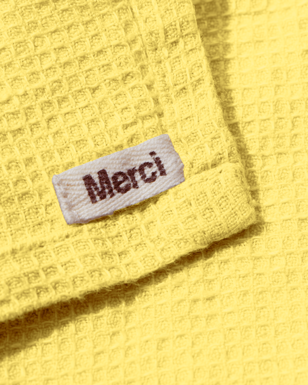 Merci - Serviette De Bain Invité En Lin Nid D'Abeille - Jaune Citronnade