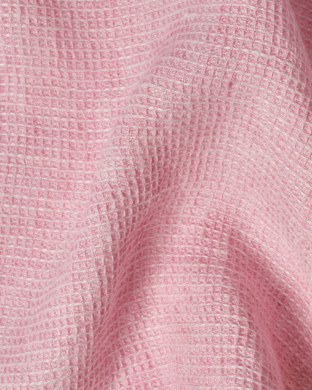 Merci - Serviette De Bain En Lin Nid D'Abeille - Bande Rose Granité