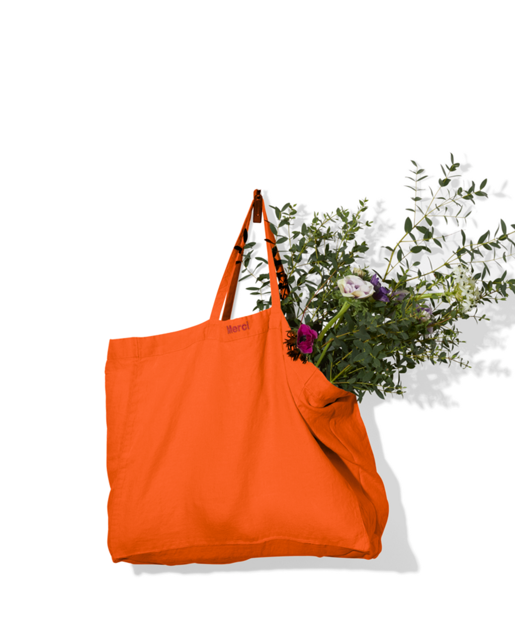 Merci - Washed linen Merci shopping bag - Zest Orange