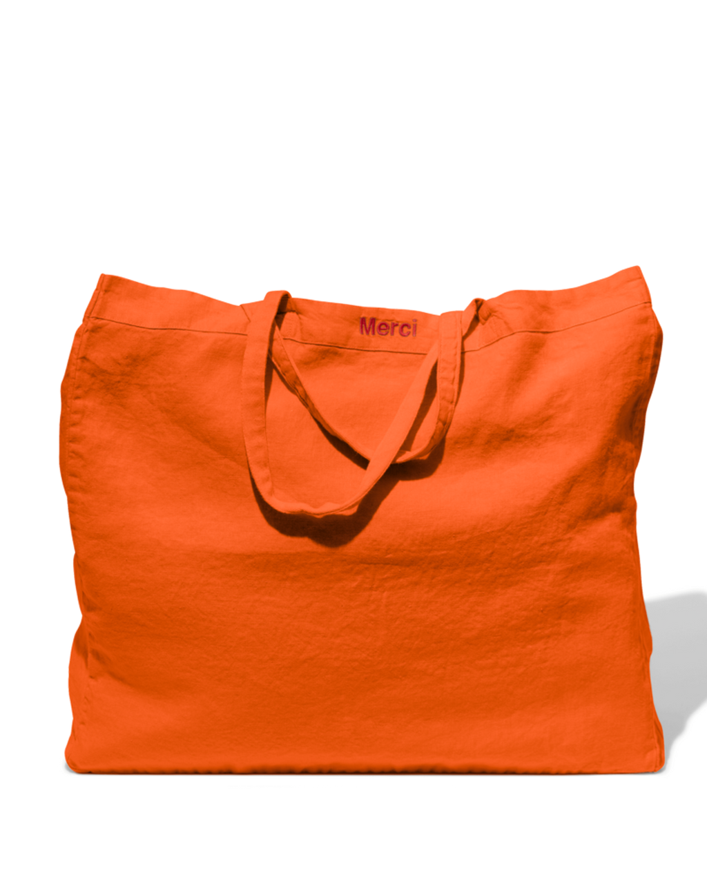 Merci - Washed linen Merci shopping bag - Zest Orange
